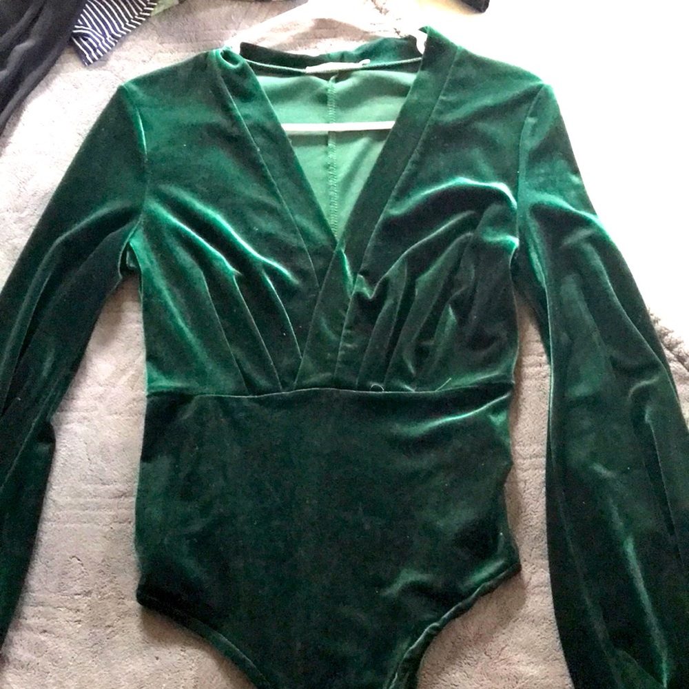 Green velvet bodysuit